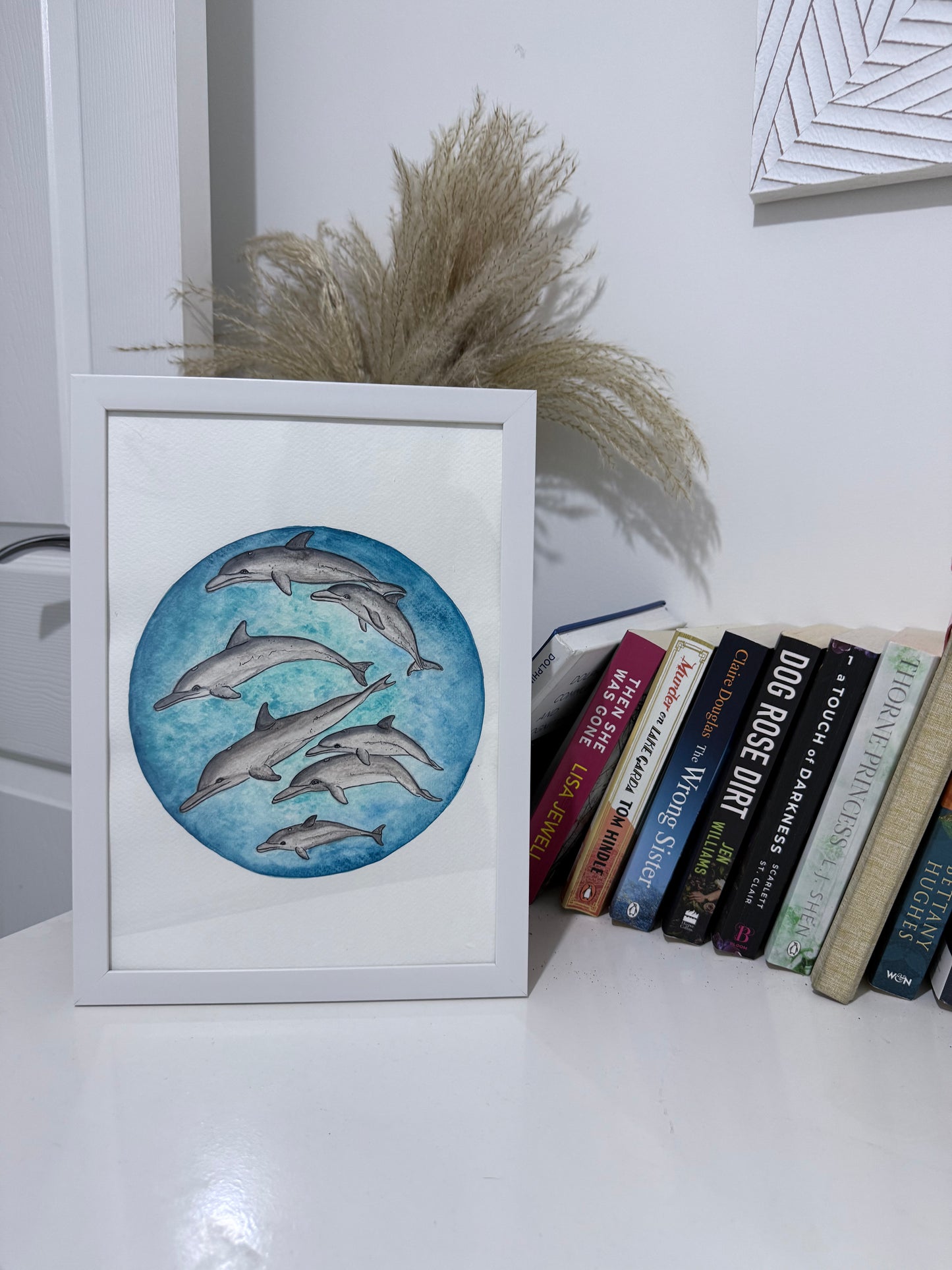 Dolphin Pod in Water Fine Art Watercolour Print