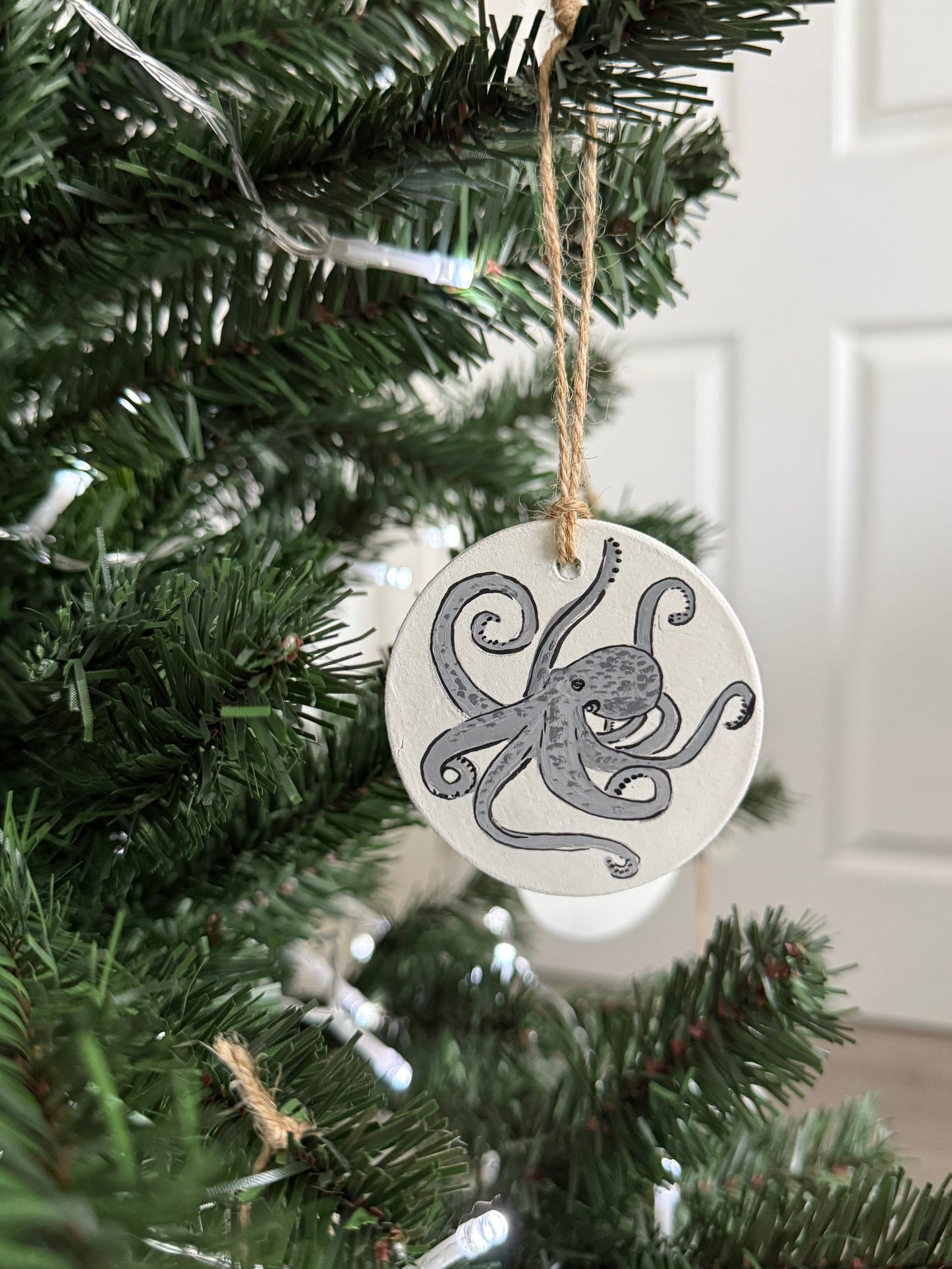 Grey Octopus Christmas Bauble