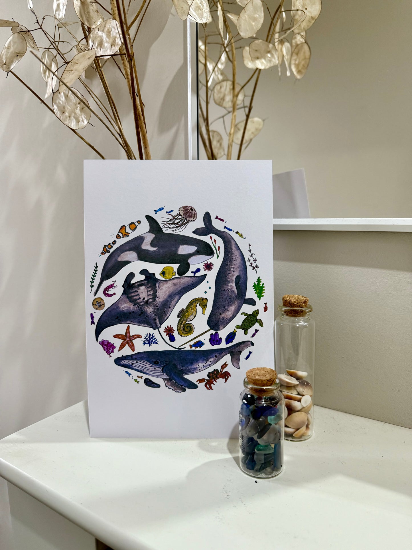 Marine Life Fine Art Watercolour Print