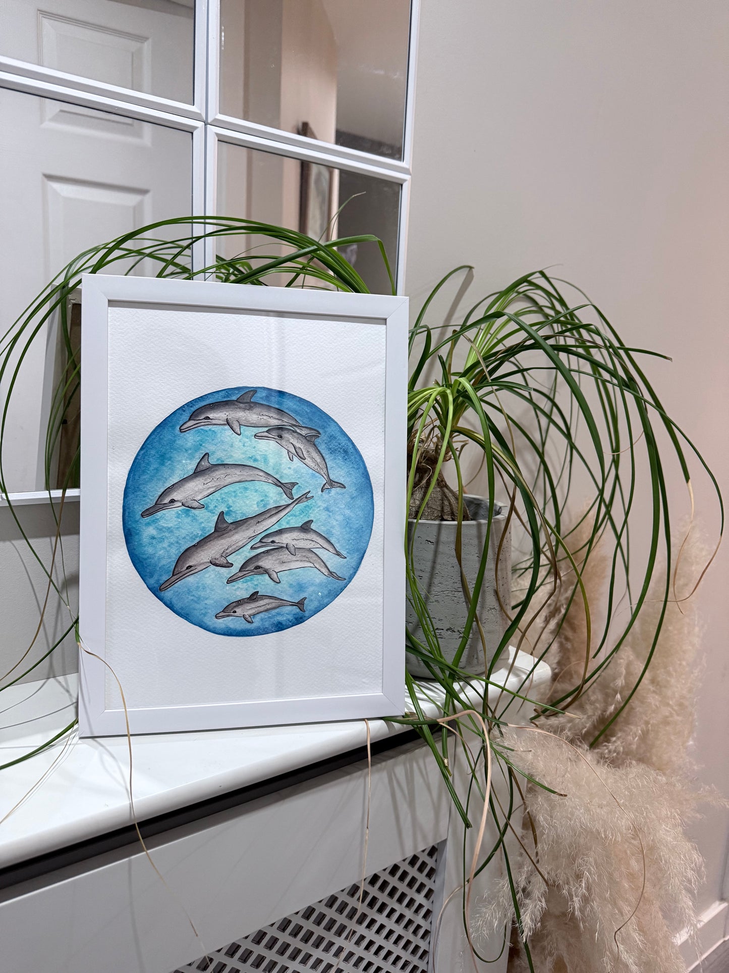 Dolphin Pod Watercolour Print