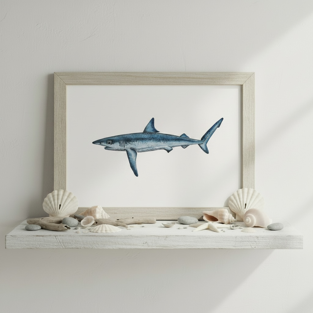 Blue Shark Fine Art Watercolour Print