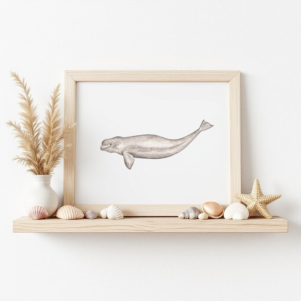 Beluga Whale Fine Art Watercolour Print