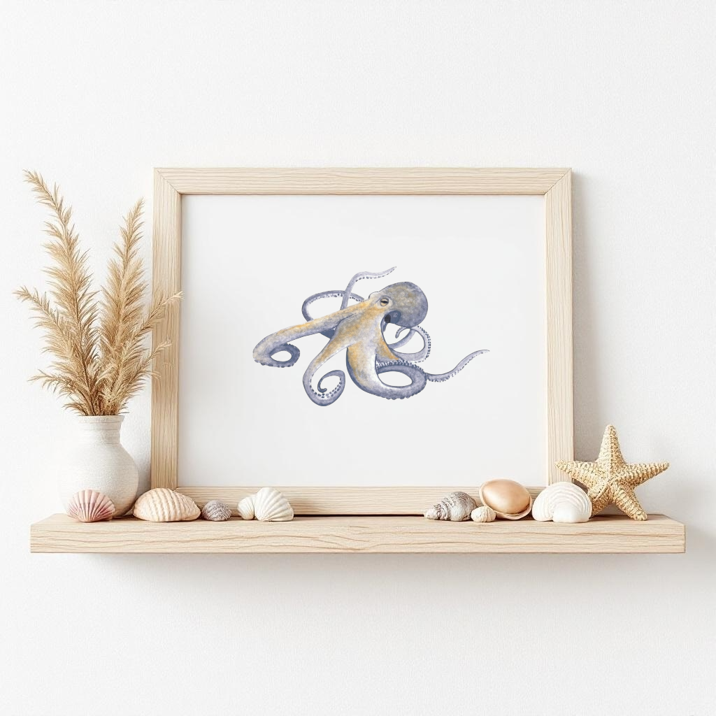 Octopus Fine Art Watercolour Print