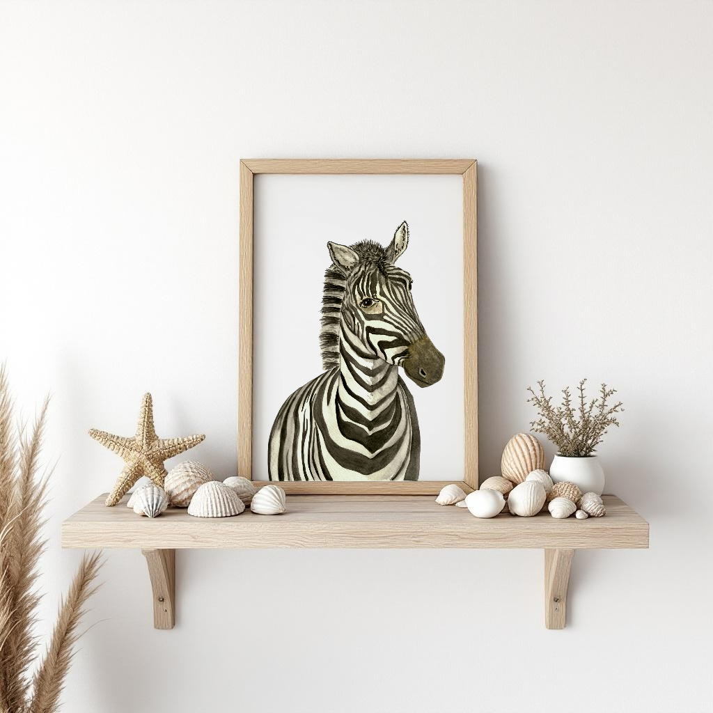 Zebra Fine Art Watercolour Print