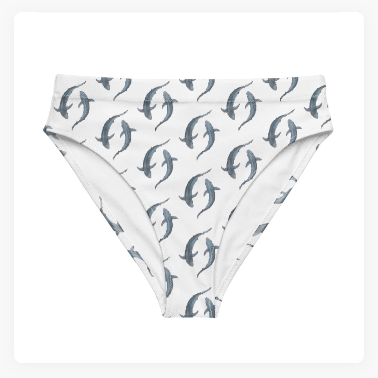 Blue Sharks High Waisted Bikini Bottoms