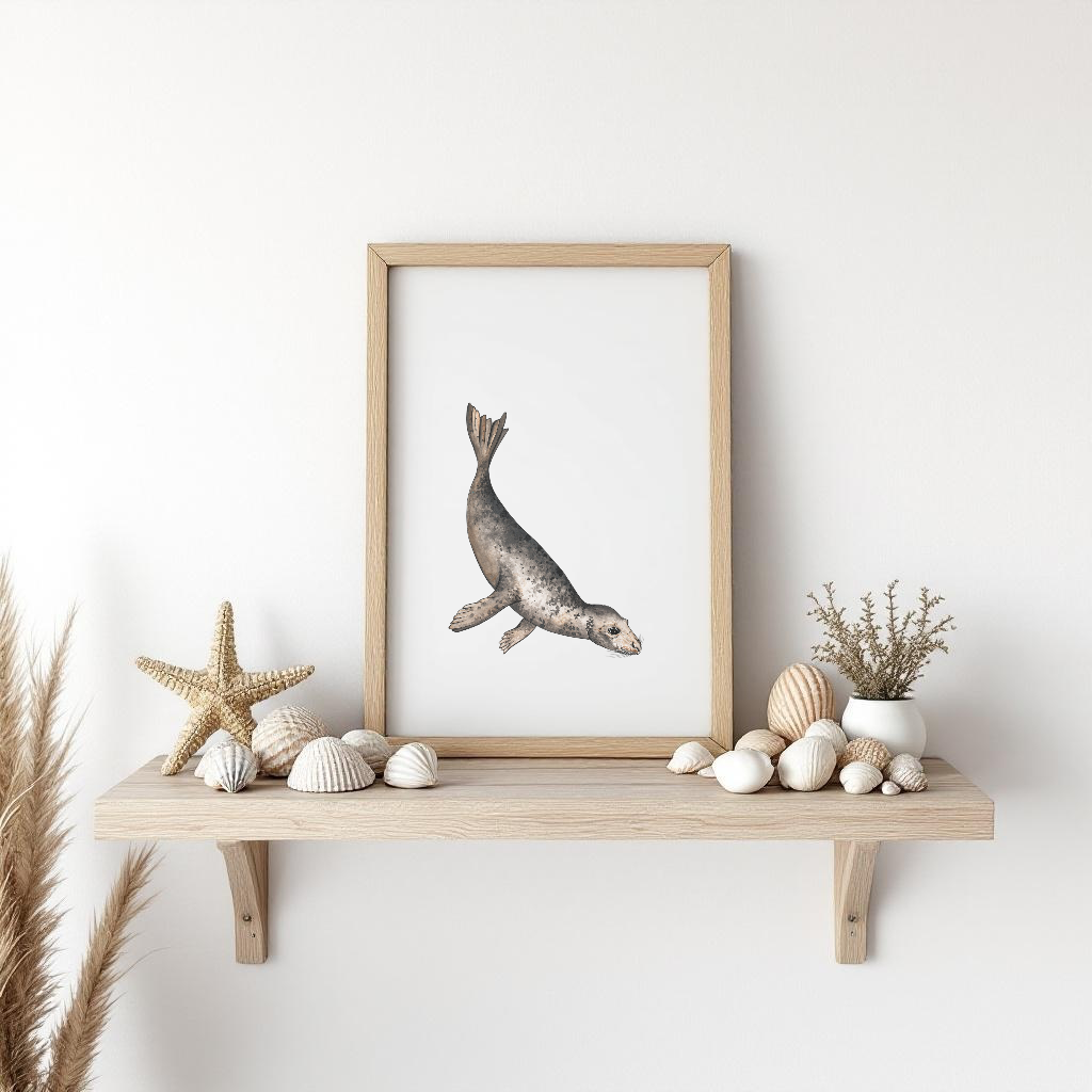 Grey Seal Fine Art Watercolour Print