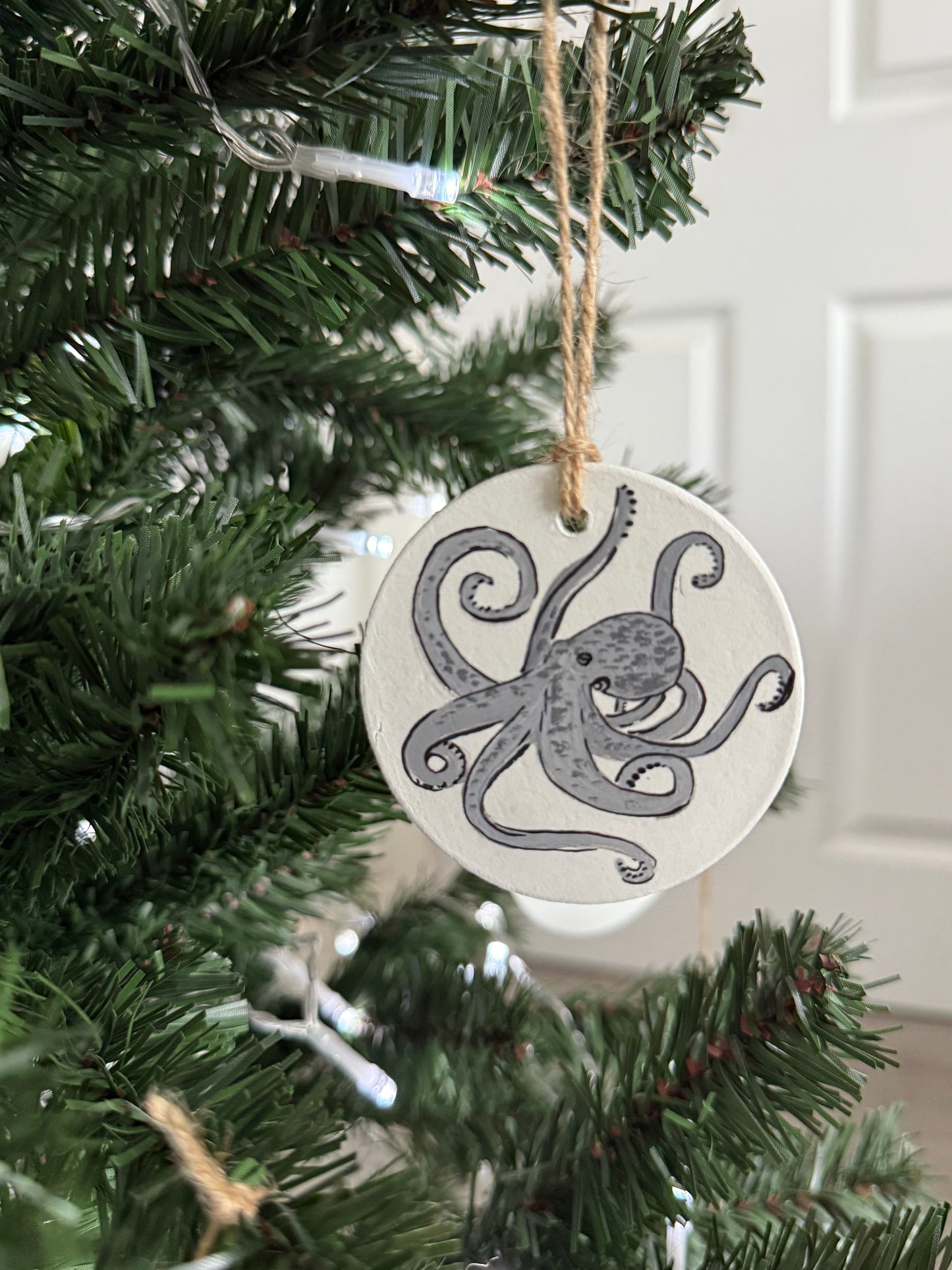 Grey Octopus Christmas Bauble