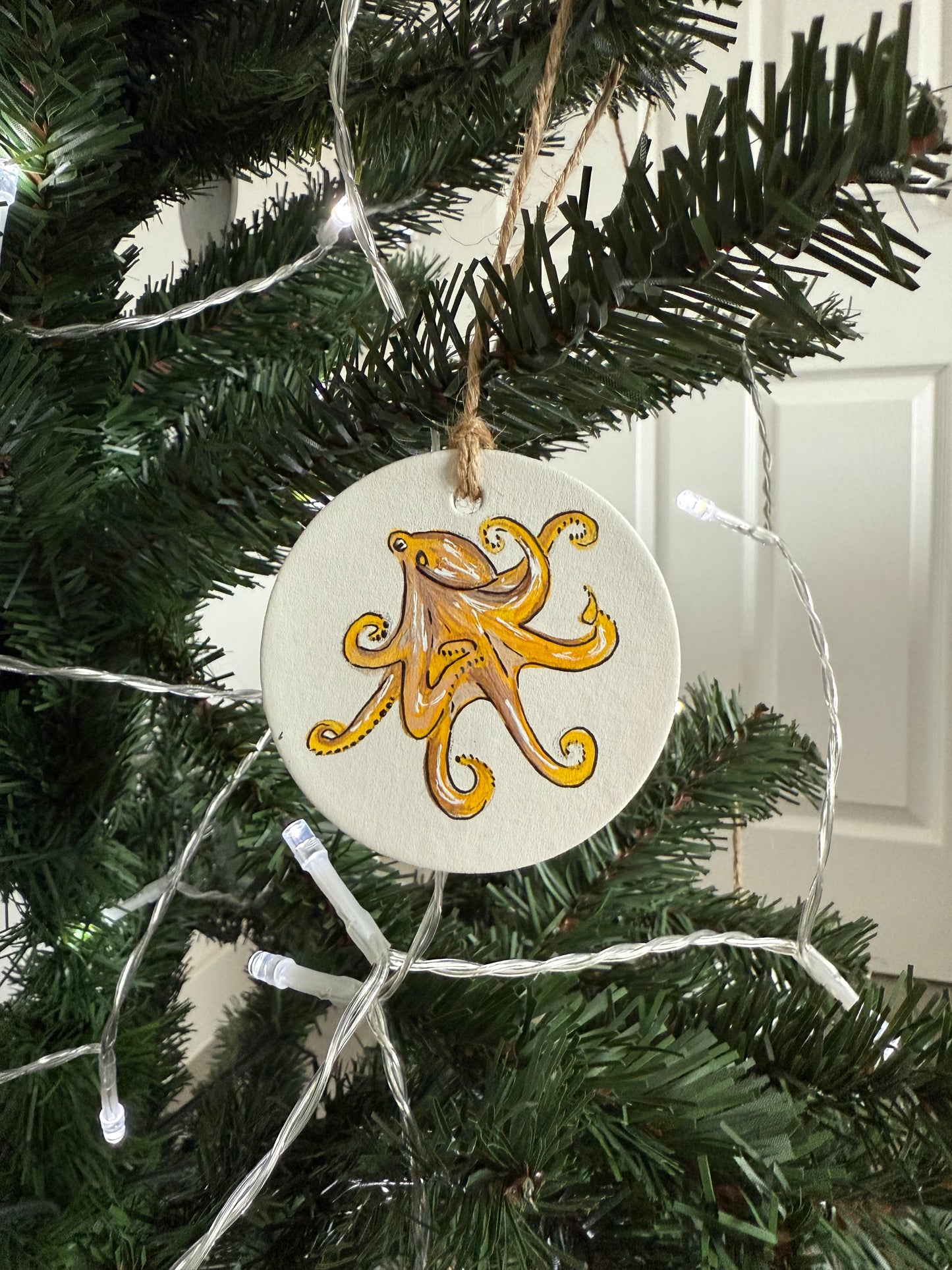 Orange Octopus Christmas Bauble
