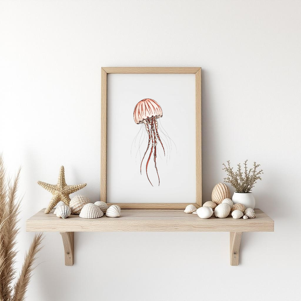 Compass Jellyfish Fine Art Watercolour Print
