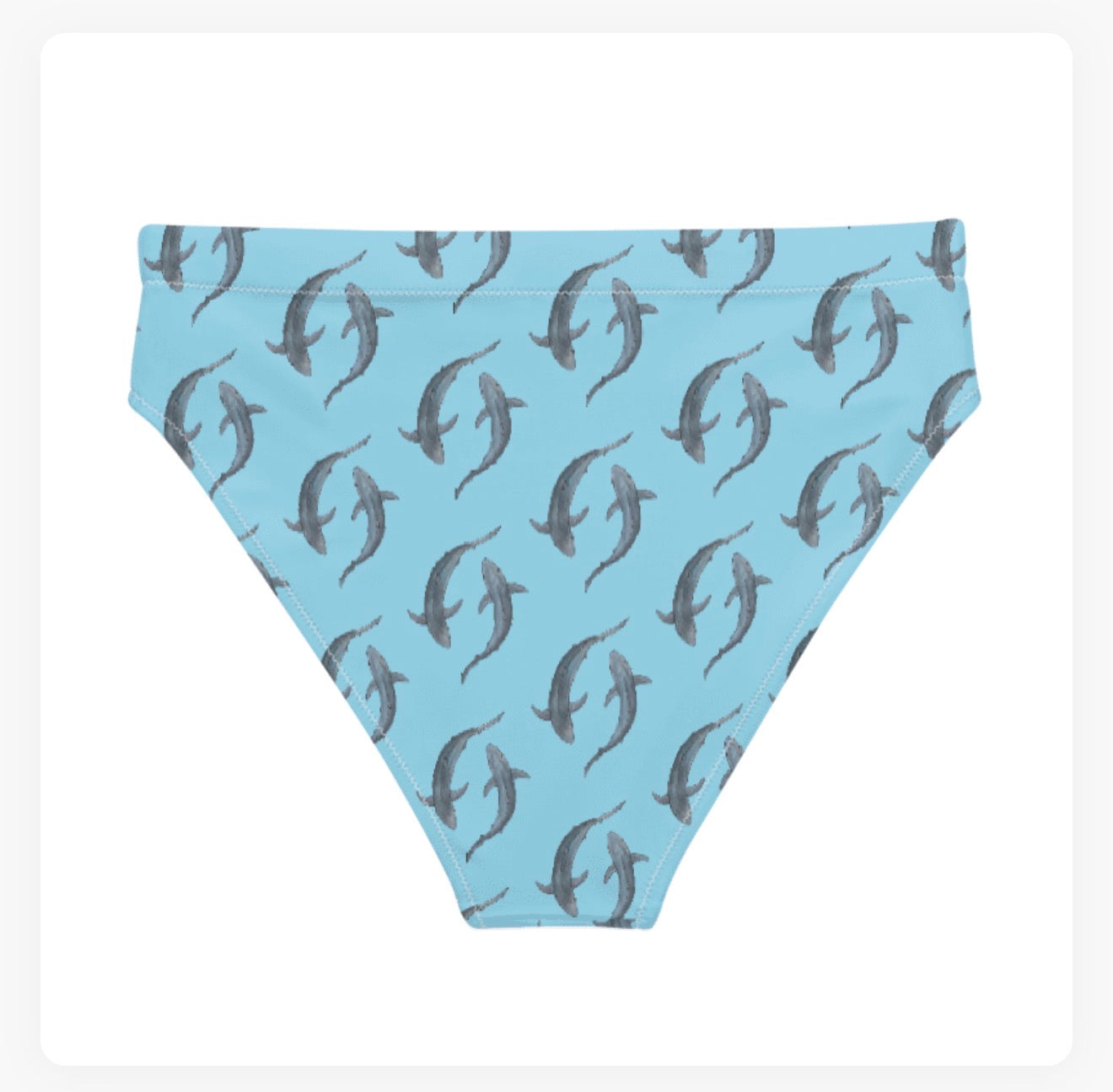 Blue Sharks High Waisted Bikini Bottoms