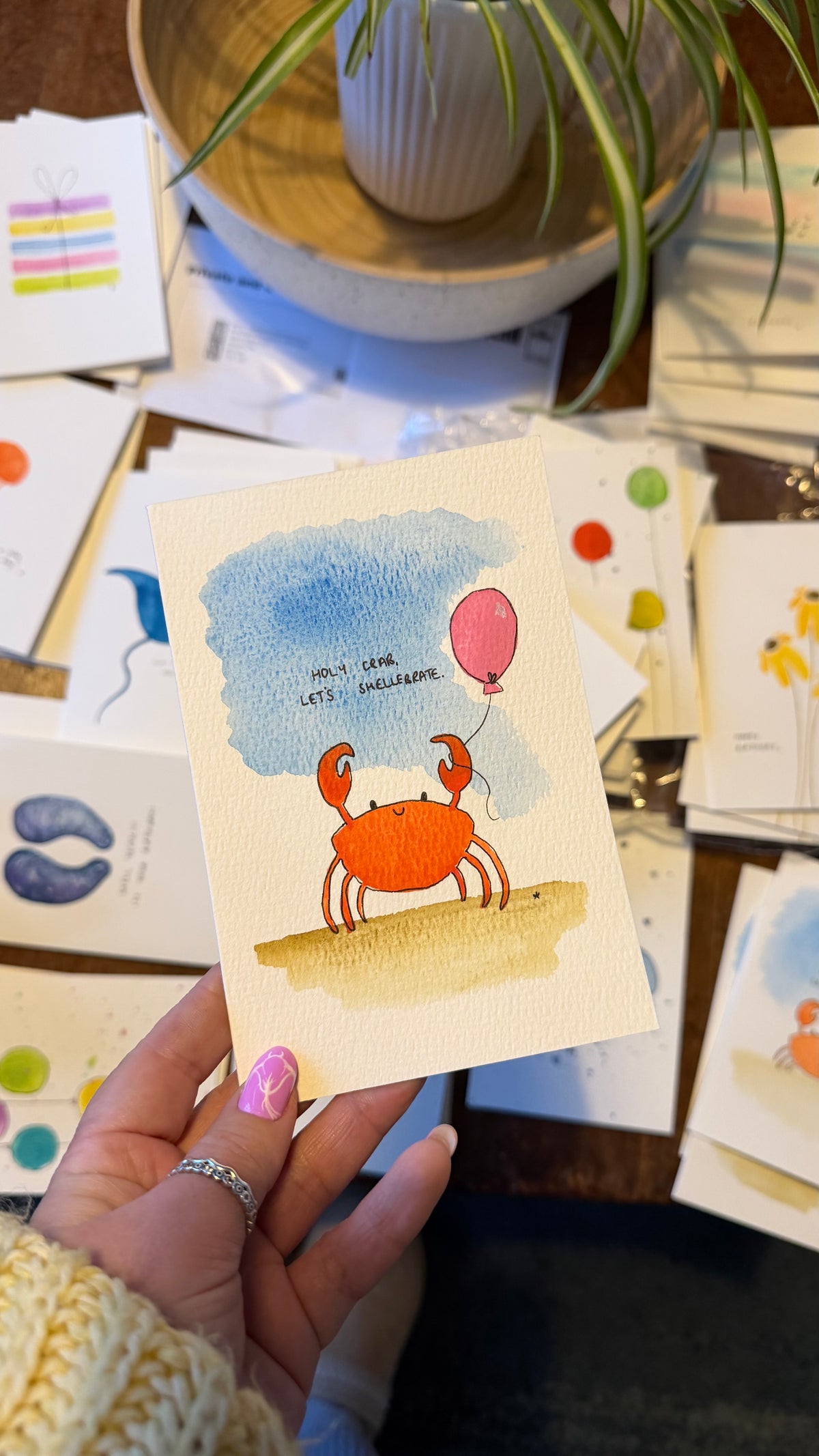 Holy Crab! Watercolour Card