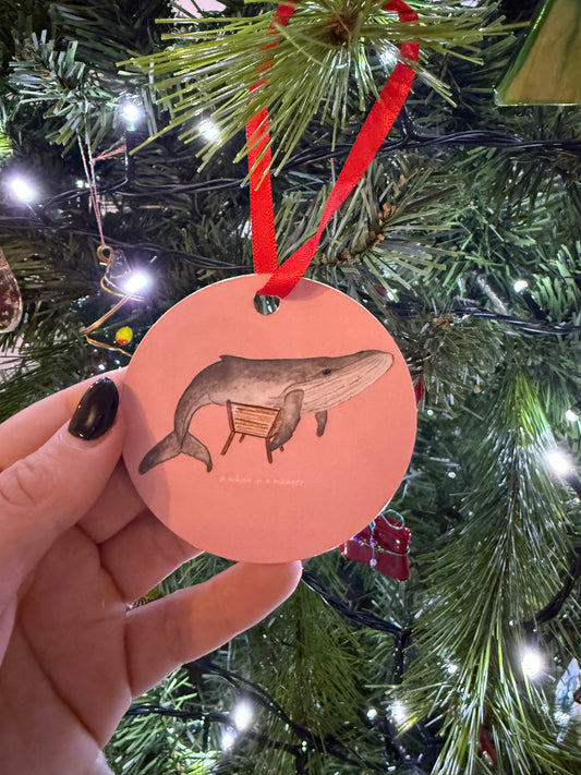 A Whale in a Manger Christmas Bauble