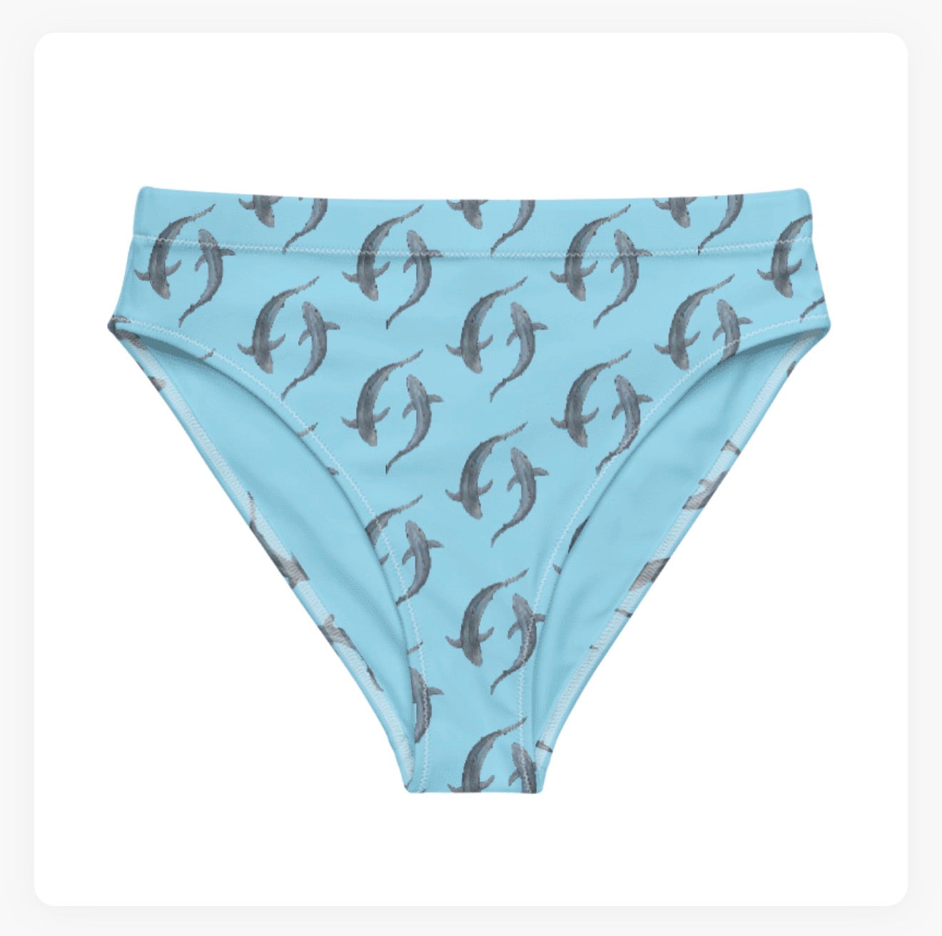 Blue Sharks High Waisted Bikini Bottoms