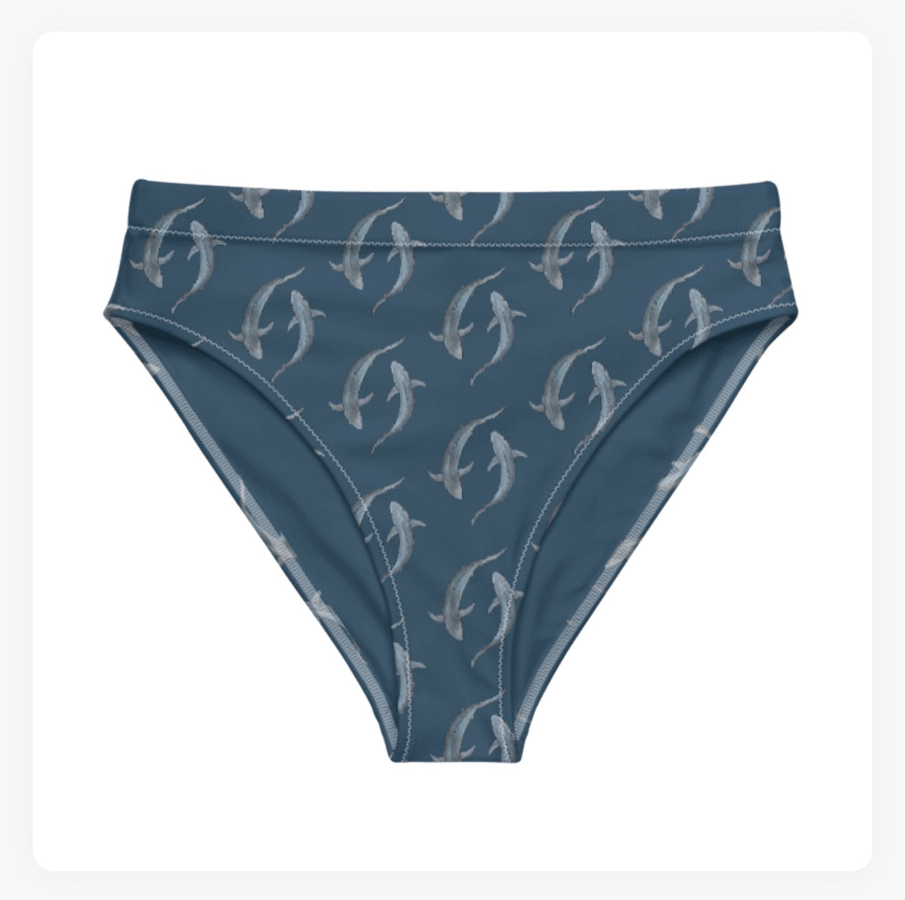 Blue Sharks High Waisted Bikini Bottoms