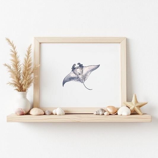 Manta Ray Fine Art Watercolour Print