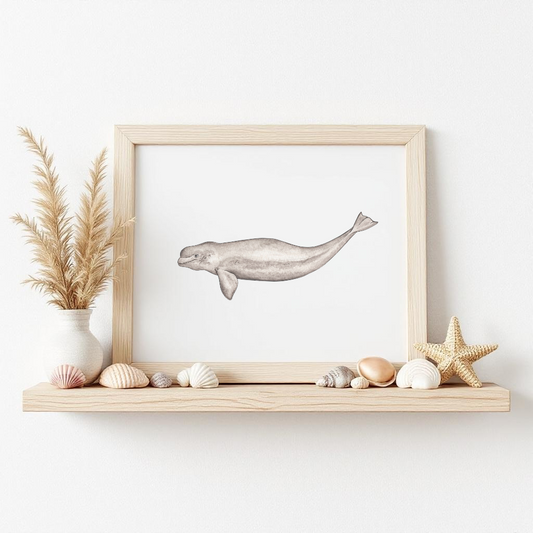 Beluga Whale Fine Art Watercolour Print