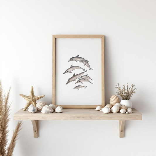 Dolphin Pod Fine Art Watercolour Print