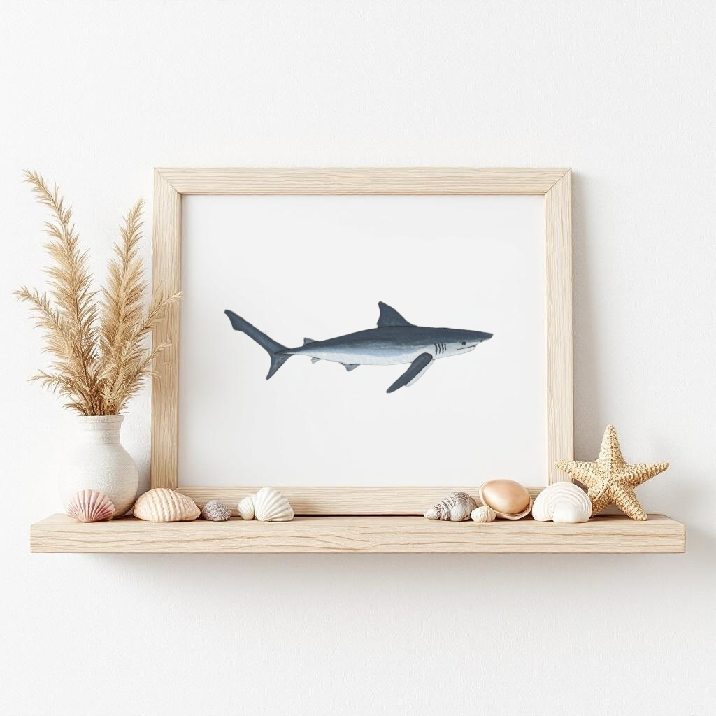 Blue Shark Fine Art Watercolour Print