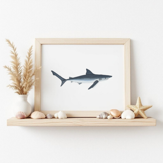 Blue Shark Fine Art Watercolour Print